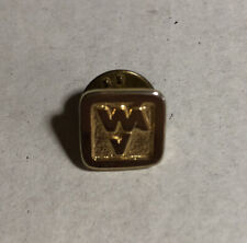 Gold Tone Small Square Metal Wav Logo Lapel Pin Pinback Tie Tack picture