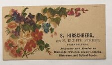 Victorian Jewelers trade card S Hirschberg Optical Goods 8th St Philadelphia B81 picture