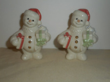 Lenox Porcelain Snowman Figures Ivory & Gold 3.5