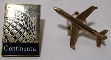 Vintage  1990's CONTINENTAL AIRLINES Lapel PIN AVIATION plus LAPEL Plane PIN picture