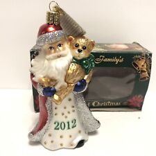 Old World Christmas Dated 2012 Santa with Teddy Blown Glass Ornament picture