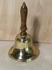 Large Vintage Brass Bell with Wooden Handle School Bell 8