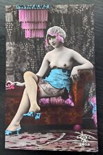 Risque French Hand Tinted Nude SOL #3409 Great Colors Real Photo Postcard RPPC picture