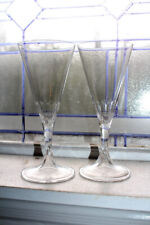 2 Elegant Lalique Villandry Wine Glasses Water Goblets 8 1/4