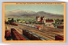 San Bernardino CA-California, Aerial Union Depot, Antique, Vintage Postcard picture