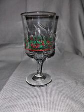 Set of 4 -Vintage 1986-87 Arby's Christmas Holly Berry Wine Goblet Glass Libbey  picture