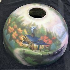 Very Rare Antique Thomas Kinkade Reverse Painted Large Lamp Shades picture