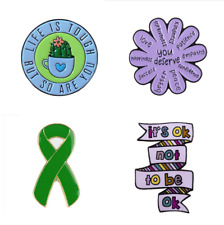 Pin Badge Lapel Mental Health Enamel Green Ribbon, Ok Not To Be OK, You Deserve picture