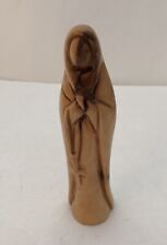 Olive Wood Virgin Mary Praying Rosary Figurine Hand Carved From The Holy Land 6” picture