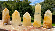 LOT OF 5 SUPERB POLISHED SELECTED DEEP YELLOW HEMATOID QUARTZ POINTS  picture