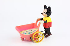 Vintage 1973 Disney Marx Mickey Mouse Wind Up Wheelbarrow Toy Plastic picture