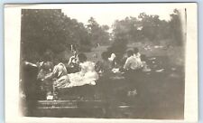 Postcard Group/Family Having a Picnic RPPC F105 picture