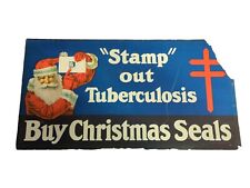 EARLY SANTA CLAUS XMAS TB STAMP SEALS RARE 1920S TROLLEY CARD PAPER SIGN ANTIQUE picture