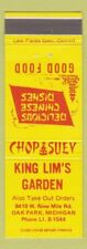 Matchbook Cover - King Lim's Garden Chinese Oak Park MI picture