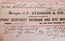 Antique  Letterhead Billhead  F. STRAUSS & CO. Kentucky Bourbon Rye Whiskey 1898 picture
