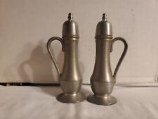 Authentic Vintage ONEIDA HEIRLOOM PEWTER  SALT & PEPPER SHAKERS with handles picture