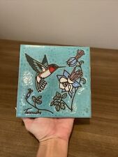 Vintage Cleo Teissedre Hand Painted Ceramic Tile Trivet Hummingbird Southwest  picture