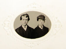 TINTYPE PHOTO OF 2 HANDSOME DAPPER YOUNG MEN BY DELAND & BRACY GREAT FALLLS picture