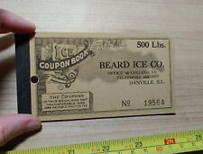 Vintage Beard Ice Co Danville Illinois Advertising Paper Ice Coupon Book picture