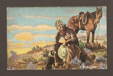 Vintage 1939 L.H. Dude Larsen Kanab Utah Postcard That New Range Ahead Cowboy picture
