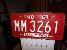 VINTAGE 1961 INDIANA LICENSE PLATE MM3261 SAFETY PAYS * L@@K * picture
