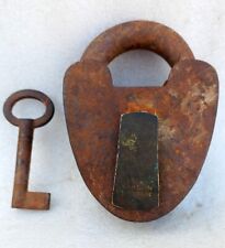 1930's Antique Old Rare Solid Iron Vardon London Mark Big Size Padlock With key picture