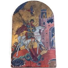 Vintage Christian Icon Painting St. George & the Dragon XV Century Wood Novgorod picture