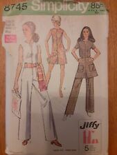 1970 Simplicity # 8745 Miss Size 14 Bust 36 Jumpsuit/2 Lengths & Mini-Skirt picture