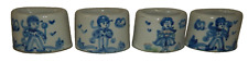4 M A Hadley Art Pottery Decorated Napkin Rings Holders picture