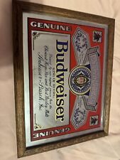 Vintage Budweiser King of Beers Framed Mirror Sign Bar Garage Man Cave picture