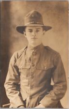 c1910s WWI Military RPPC Studio Photo Postcard Very Young Soldier in Uniform picture