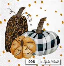 (996) TWO Individual Paper LUNCHEON Decoupage Napkins - DECORATIVE PUMPKINS FALL picture