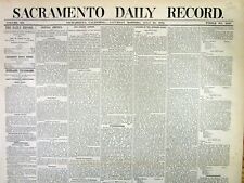 Lot of 5 rare original 1872 newspapers SACRAMENTO DAILY RECORD Early CALIFORNIA picture