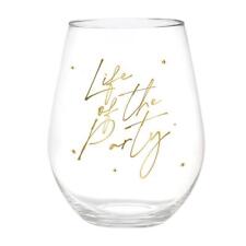 Jumbo Stemless Wine Glass Life of Party Size 4in x 5.7in h, 30 oz Pack of 6 picture