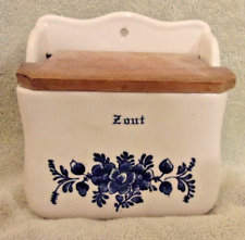 Vintage Dutch Delft Blue Salt Zout Wall Keeper Cellar Box picture