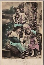 c1900s French BONNE ANNEE Postcard Family Scene 