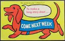 Come Next Week Church Invitation Dog Vintage Christian Postcard Unposted picture