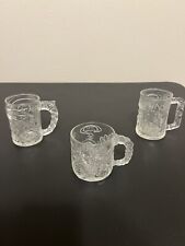 Vintage Batman Forever McDonalds 1995 Embossed Glass Mug Cup Set Of 3 Mint picture