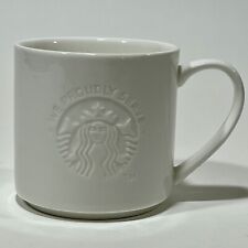 Starbucks Solid White 12 fl oz / 355 mL Embossed Logo 2017 Coffee Tea Mug picture