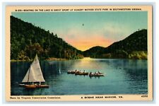c1930's Boating On The Lake Scene Near Marion Virginia VA Vintage Postcard picture