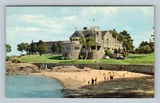 Bar Harbor ME, Motor Hotel, Mt Desert Island Beach Guests Vintage Maine Postcard picture