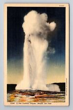 WY-Wyoming, Old Faithful Geyser, Yellowstone, Antique, Vintage c1940 Postcard picture