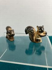 Miniature Bisque Ceramic Porcelain Squirrels Set Of 2 Vintage-Cute picture