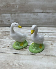 Set Of 2 Ceramic Swans Birds Small white Ceramic Figurines 3” Tall picture