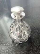 Beautiful Vintage Victorian  Art Nouveau Perfume Bottle Sterling Silver Overlay picture