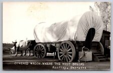 Covered Wagon Kearney NE Nebraska Where West Begins c1940's RPPC picture