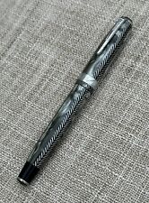1939 Parker Royal Challenger Fountain Pen, Gray/Silver Harringbone, Stepped Clip picture