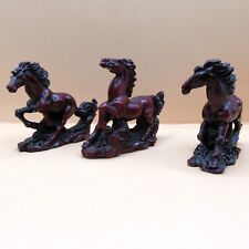 Chinese Red Resin Feng Shui Horse Figurines - Set of 3 picture