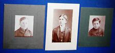 3 SMALL ANTIQUE MOUNTED PHOTOS OF HANDSOME DAPPER BOYS picture
