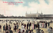 Beach and Bathers at the Steel Pier, Atlantic City, NJ, Postcard, Used in 1911 picture